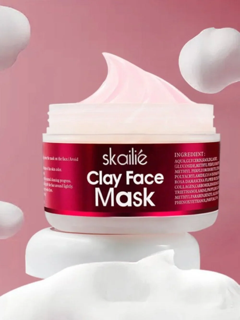 Skallie Clay Face Rose Clean Skin Repair Mask - 100g